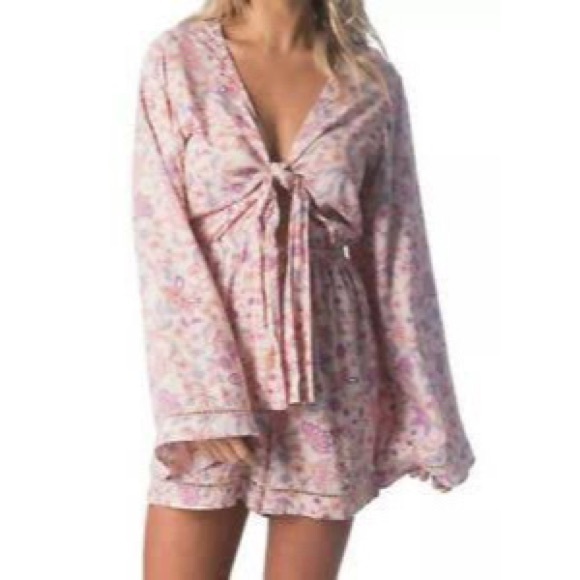 ⛔️Sold⛔️Rip Curl Pink Floral Tie Front Bella Romper AU8 - Picture 5 of 13